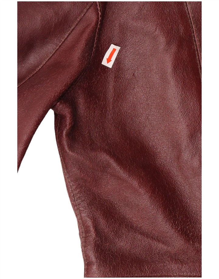 Damska kurtka skórzana UK 10 mała bordowa skóra