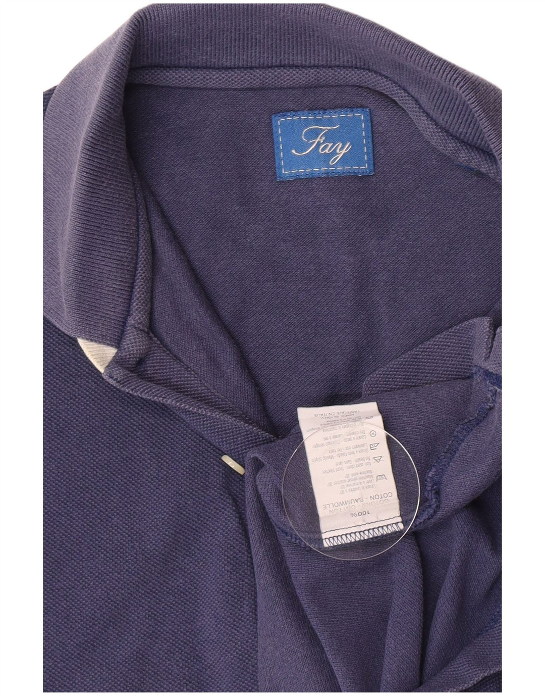 Męska koszulka polo Fay, mała, granatowa, bawełniana