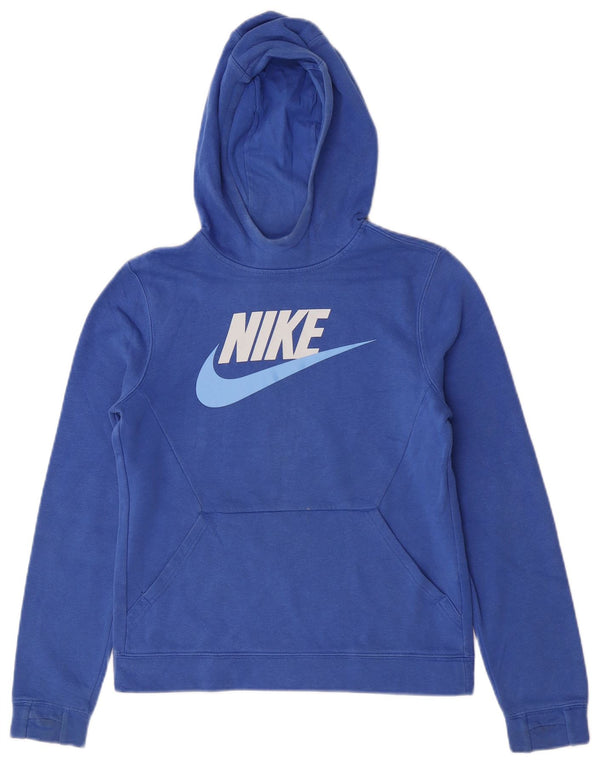 Chłopięcy sweter z kapturem Nike z grafiką, 12-13 lat, duży, niebieski, bawełniany