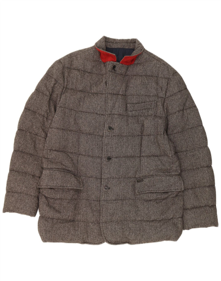 Męska ocieplana kurtka Tommy Hilfiger UK 44 2XL Szara wełna w jodełkę