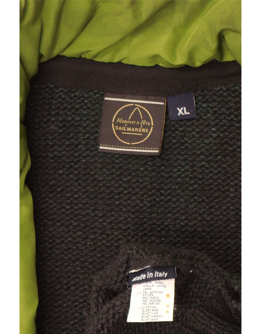 MURPHY & NYE Męski sweter rozpinany Sailmakers XL, szara wełna