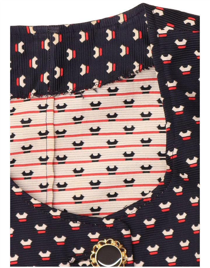 VINTAGE damski zestaw zapinany na 3 guziki i 2 części, UK 12, średni granatowy w cętki