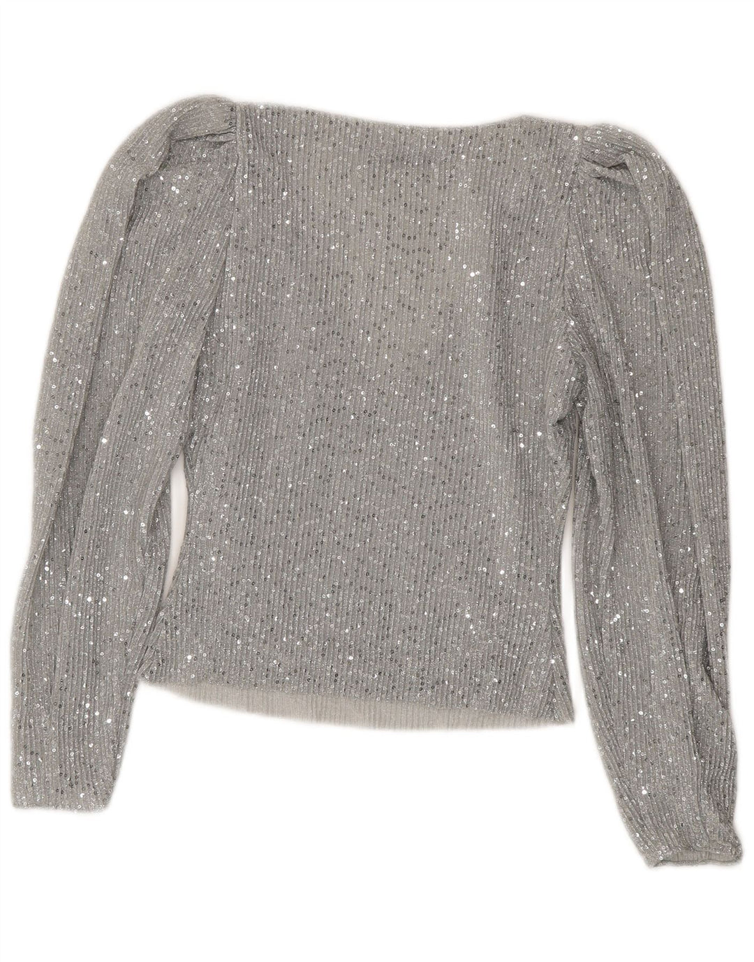 Damski krótki top Zara z długim rękawem UK 10 Small Silver