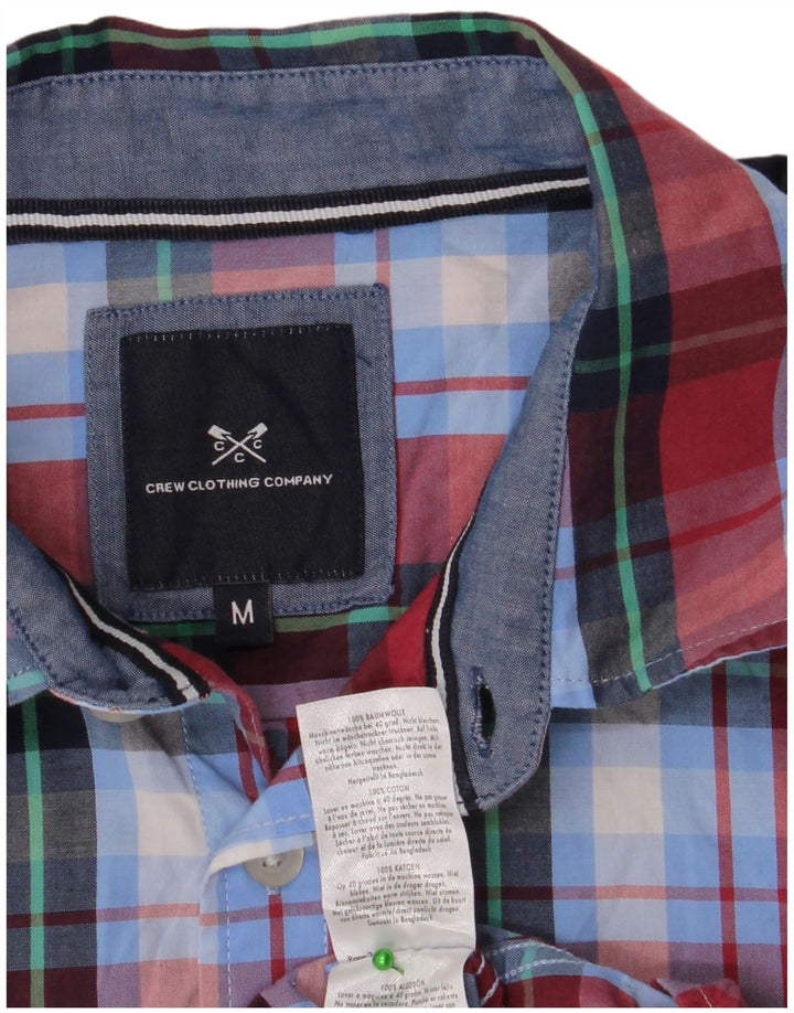 CREW CLOTHING Koszula męska z krótkim rękawem, bawełniana w średnią niebieską kratkę