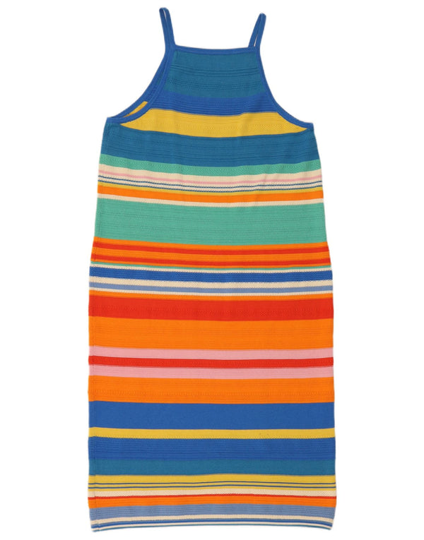 VINTAGE Womens Knit Slip Dress UK 12 Medium Multicoloured Striped