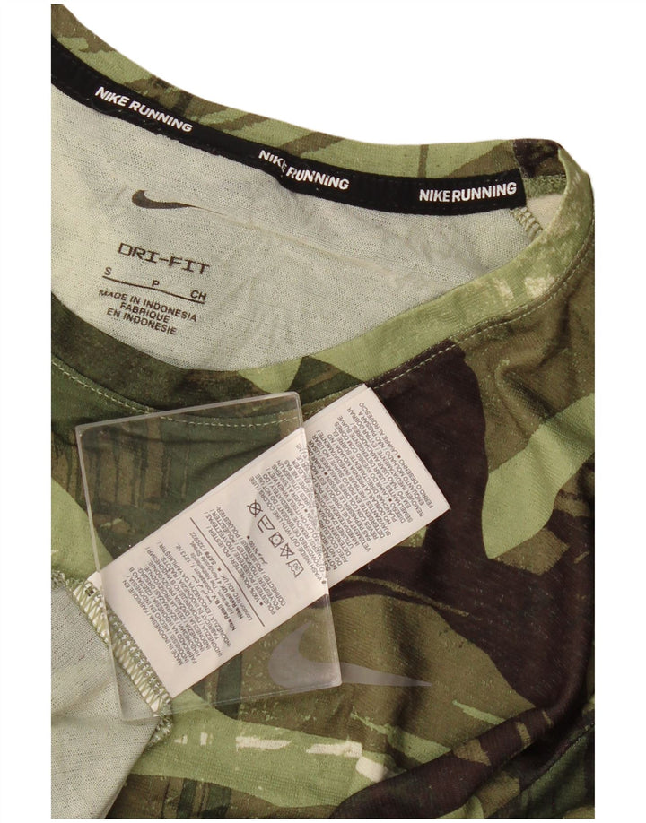 Męski T-shirt Nike Dri Fit, mały, geometryczny poliester w kolorze khaki