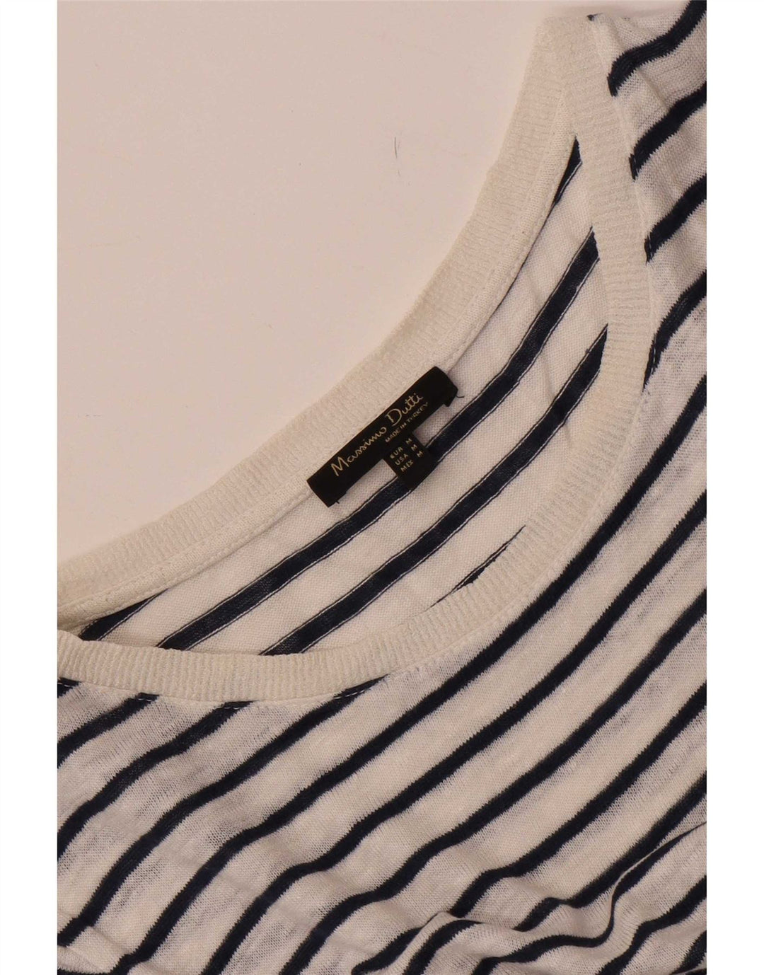 T-shirt damski Massimo Dutti Top UK 14 w średnie białe paski
