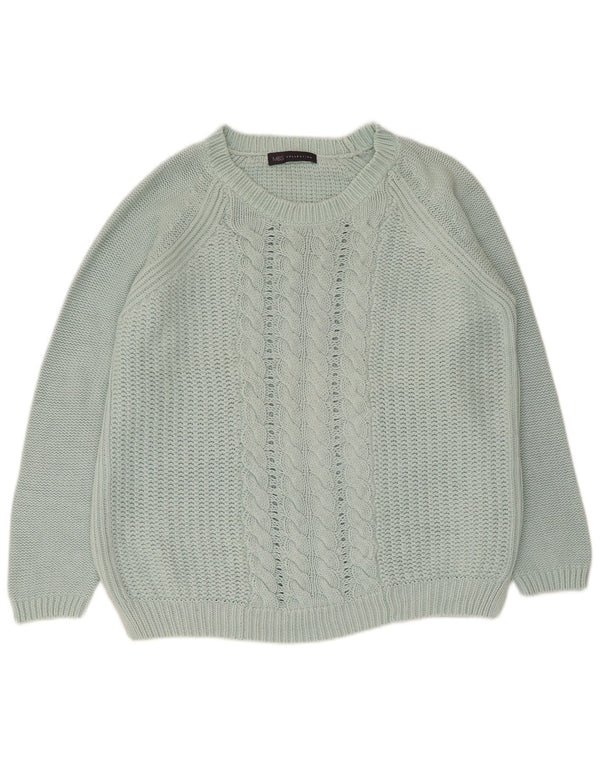 Marks & Spencer Damski sweter z dekoltem w łódkę, UK 14, duży, zielony, bawełniany