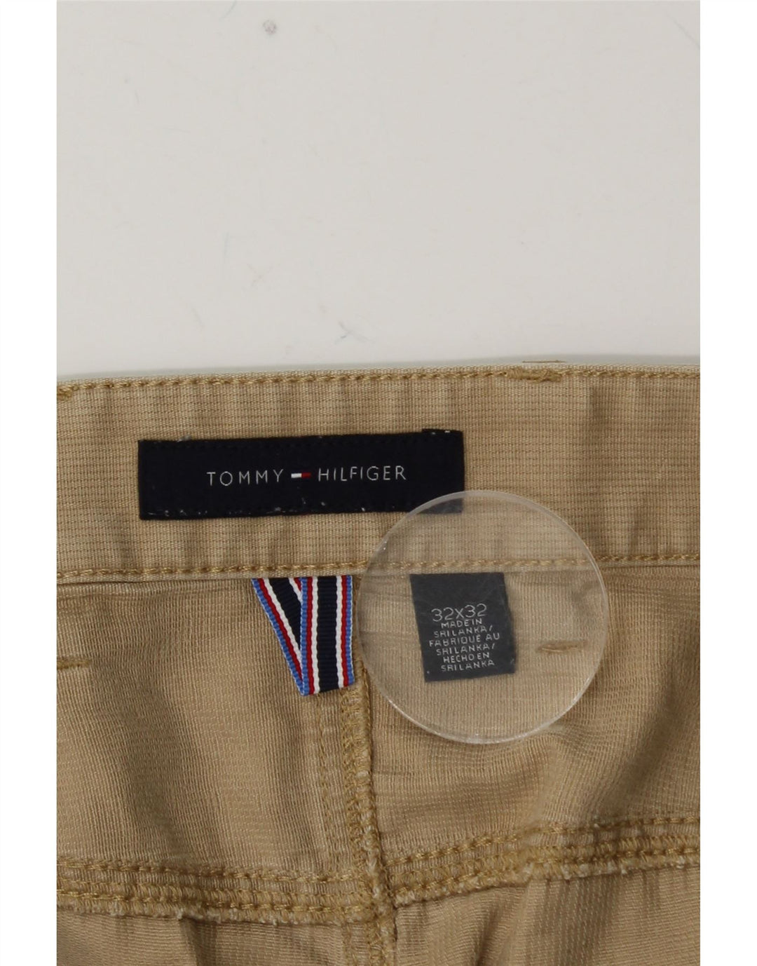 Męskie proste spodnie codzienne TOMMY HILFIGER W32 L32 Beżowa bawełna