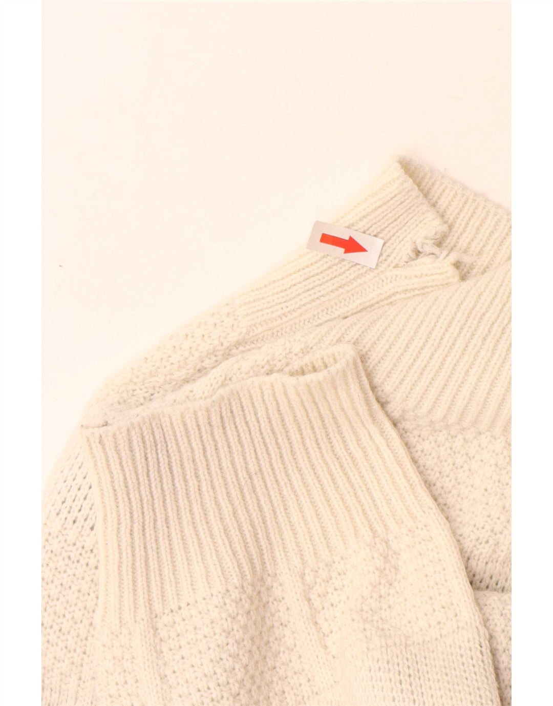 Vintage męski sweter z okrągłym dekoltem XL, biały Argyle/diament