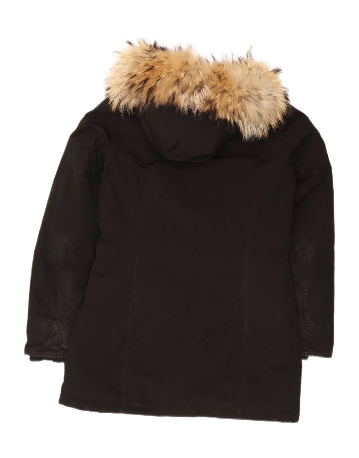 WOOLRICH Womens Oversized Hooded Padded Jacket UK 10 Small Black Polyester