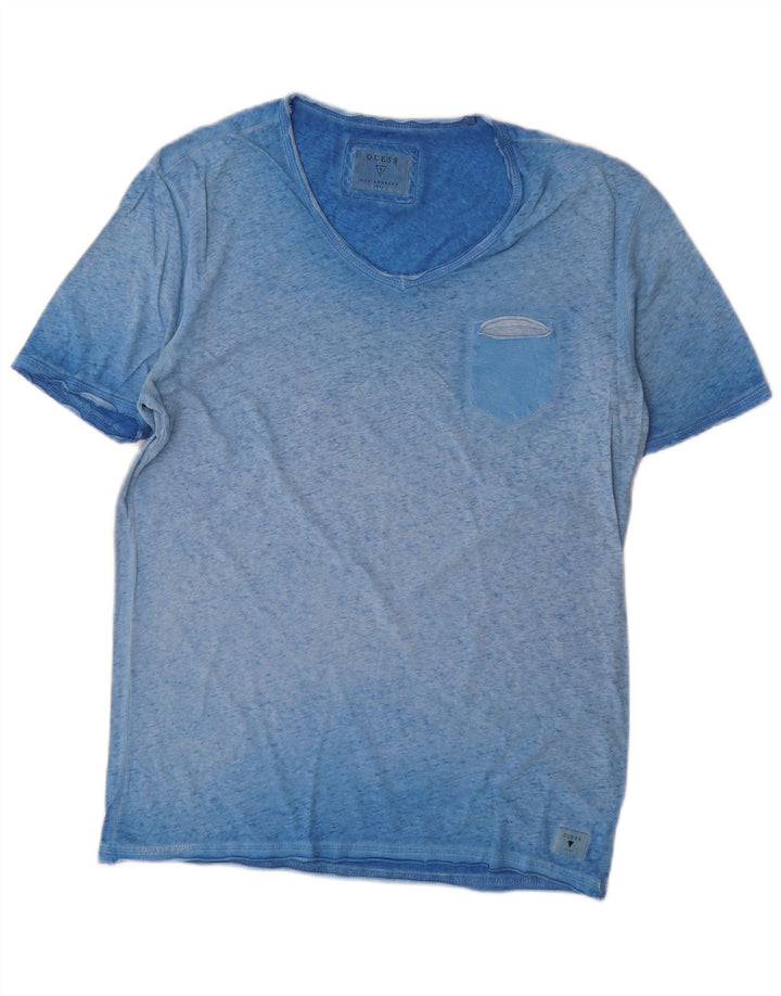 Guess Męski T-shirt Top Duży Niebieski Nakrapiany