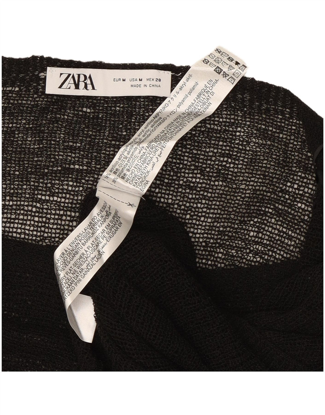 Damska bluzka Poncho Zara Top UK 12 Średni czarny akryl