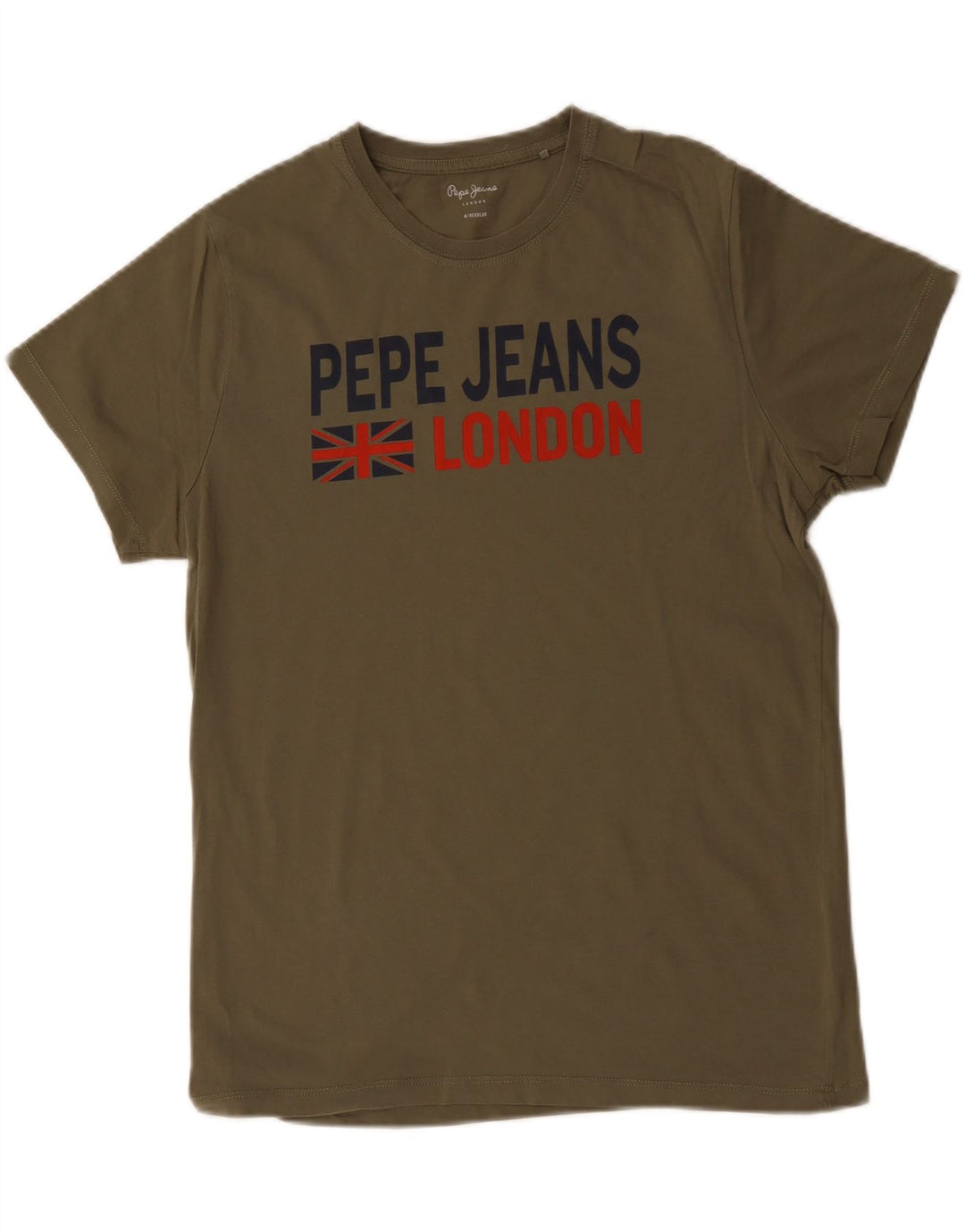 PEPE JEANS Mens Regular Graphic T-Shirt Top Medium Khaki Vintage PEPE Jeans and Second-Hand PEPE Jeans from Messina Hembry 