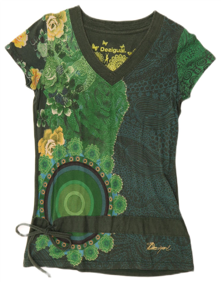 Damska koszulka graficzna Desigual Top UK 12 Medium Green