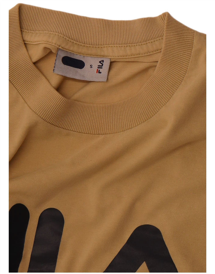 Męski T-shirt z grafiką FILA, mały, beżowy
