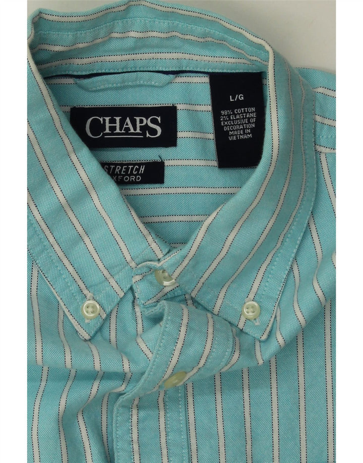 CHAPS Mens Shirt Large Blue Striped Cotton Vintage Chaps and Second-Hand Chaps from Messina Hembry 