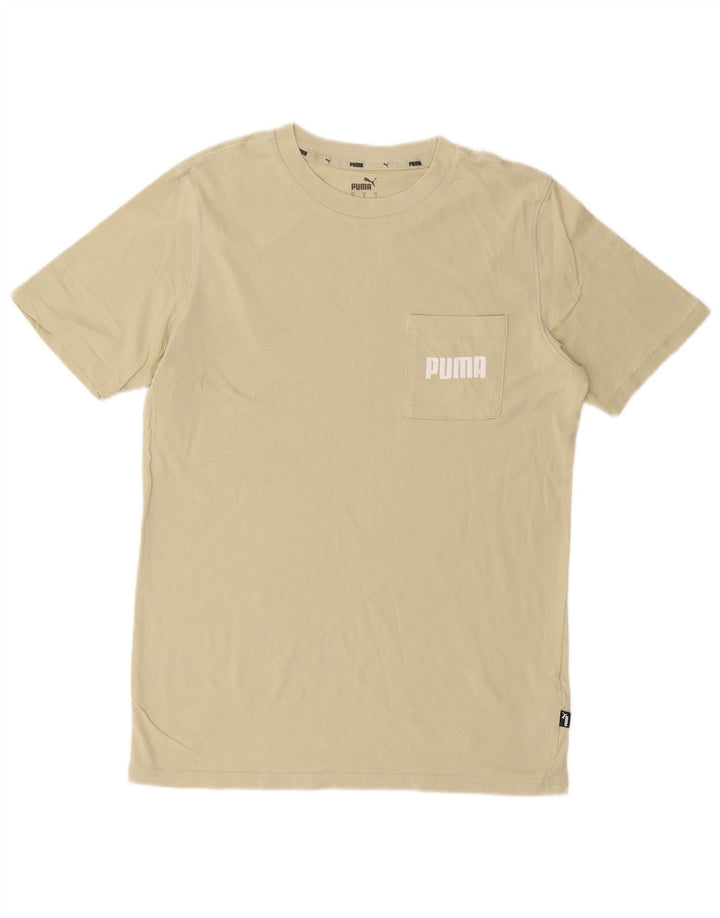 Męski T-shirt z grafiką PUMA, mały, bawełniany khaki
