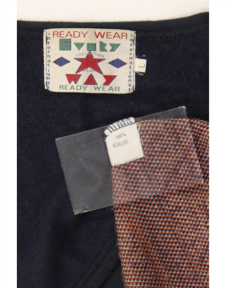 Vintage męska kamizelka z dzianiny, duża, wielobarwna, geometryczna, akrylowa Aztec