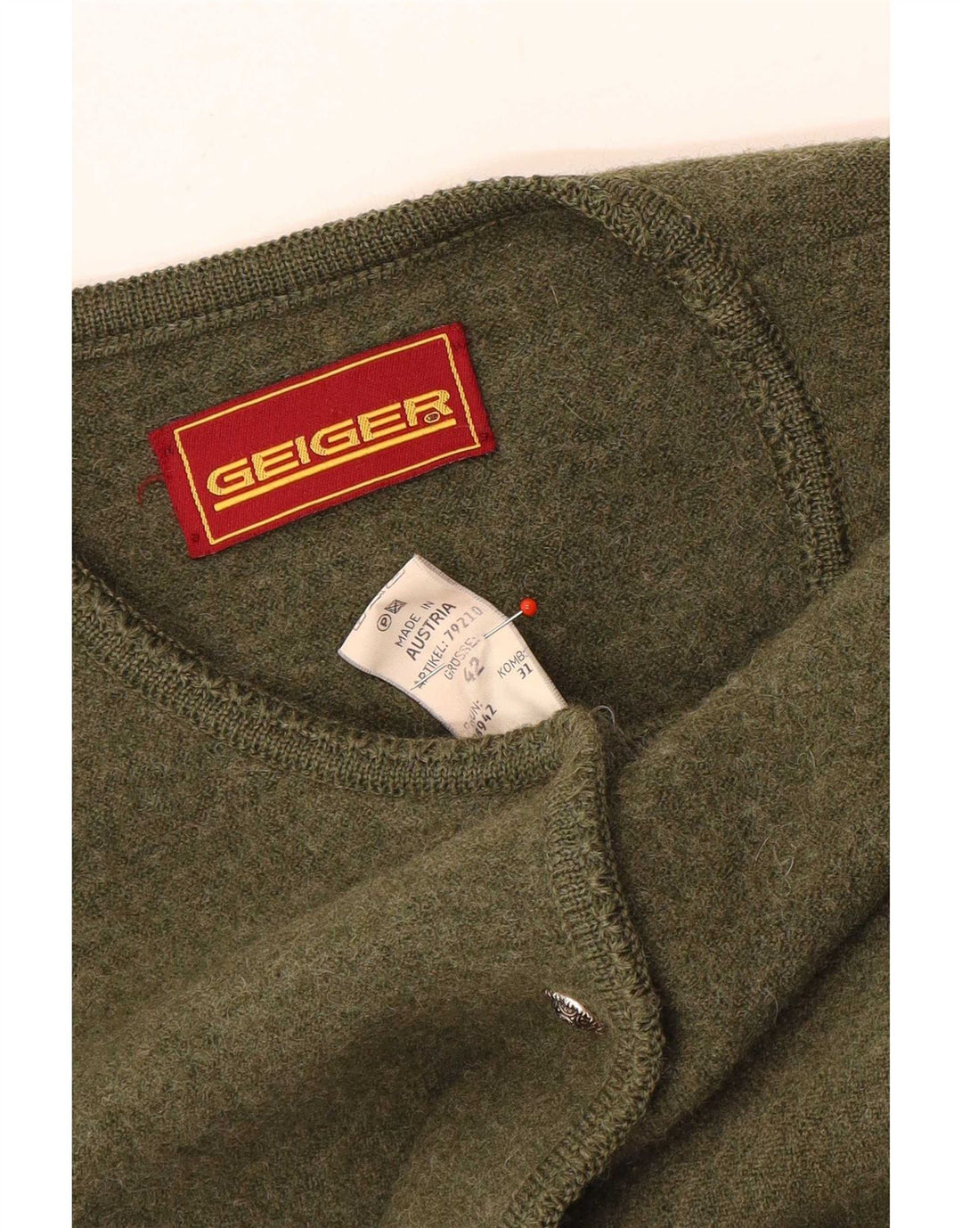 Sweter damski Geiger EU 42, duży, zielony, wełniany