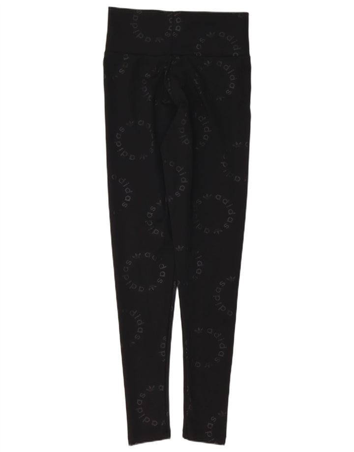 Damskie legginsy Adidas Graphic UK 10, małe, czarne, poliestrowe
