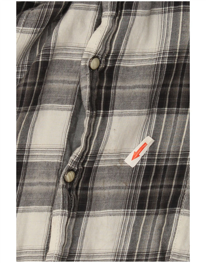 Męska koszula flanelowa Jack & Jones z krótkim rękawem, duża, szara, bawełniana w kratę