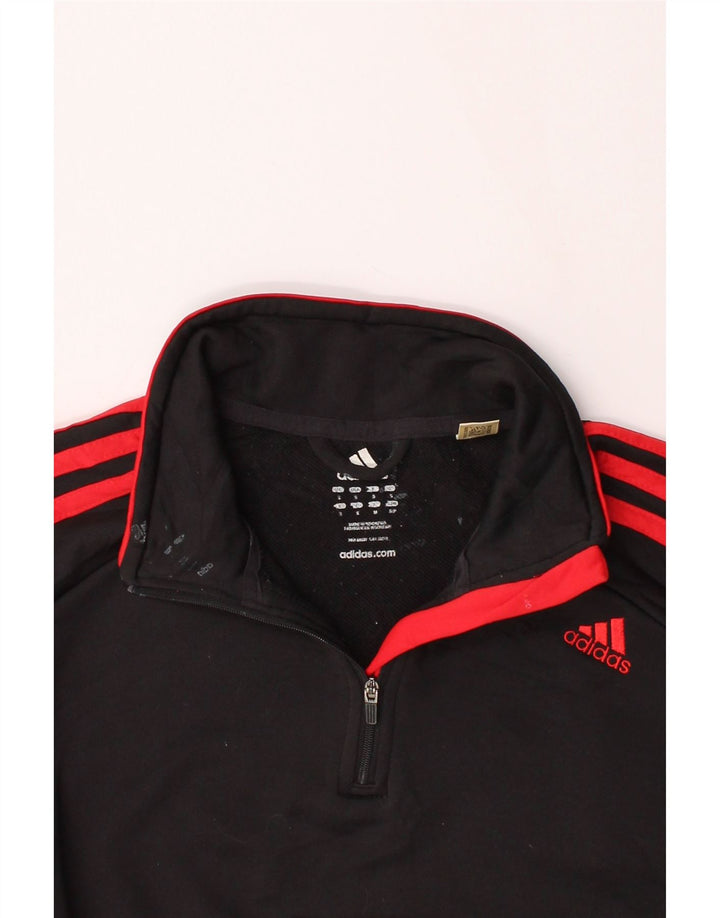 ADIDAS Mens Zip Neck Top Long Sleeve Small Black Polyester Vintage Adidas and Second-Hand Adidas from Messina Hembry 