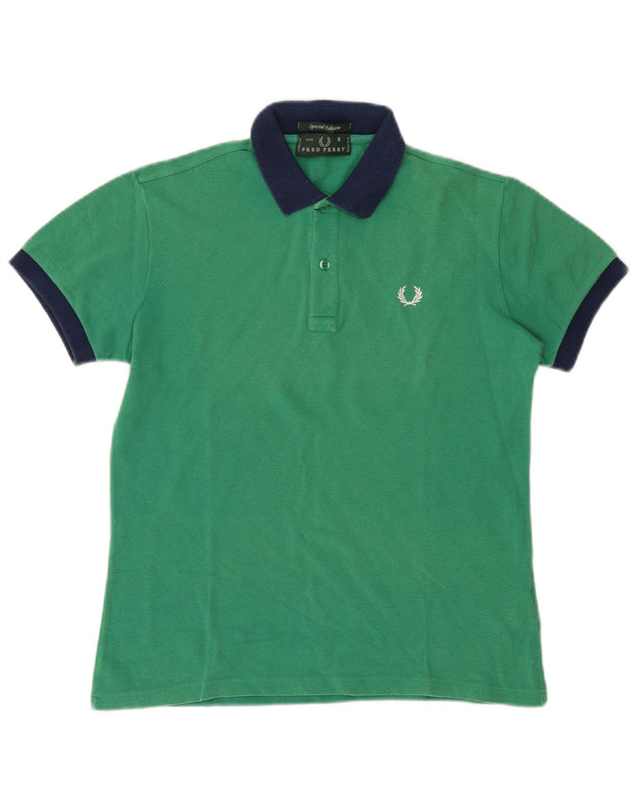 Męska koszulka polo Fred Perry, mała, zielona, bawełniana w bloki kolorów