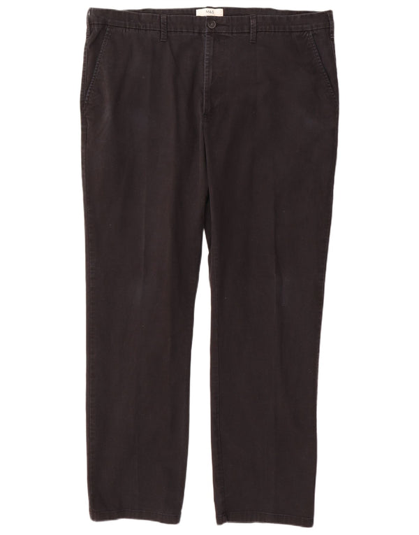 Marks & Spencer Męskie spodnie chino o prostym kroju o regularnym kroju W42 L33 czarne