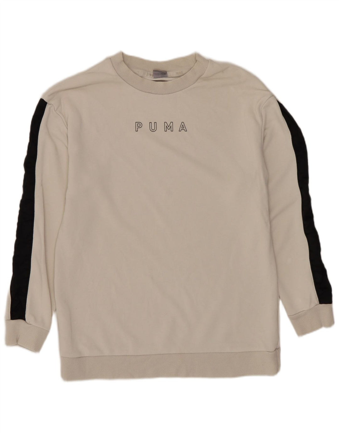 Męska bluza z grafiką PUMA, sweter XS, biała, bawełniana w bloki kolorów