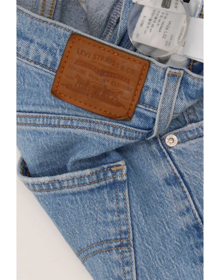 Damskie jeansy Levi's z wysokim stanem i rozkloszowanymi nogawkami W26 L27 niebieska bawełna
