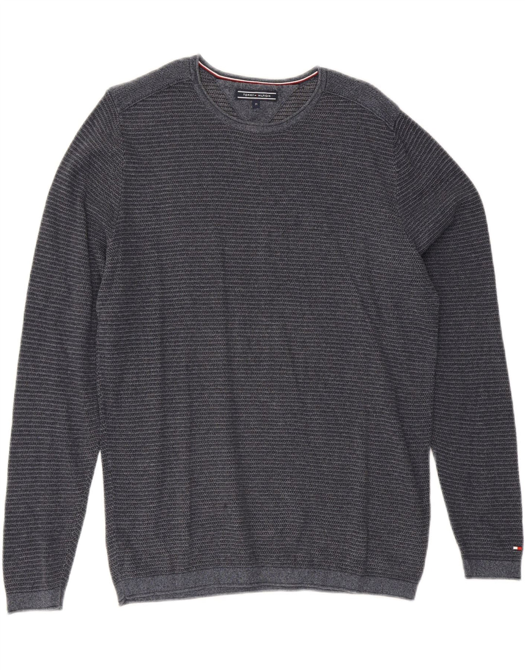TOMMY HILFIGER Mens Crew Neck Jumper Sweater Medium Navy Blue Cotton Vintage Tommy Hilfiger and Second-Hand Tommy Hilfiger from Messina Hembry 