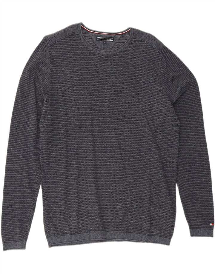 TOMMY HILFIGER Mens Crew Neck Jumper Sweater Medium Navy Blue Cotton Vintage Tommy Hilfiger and Second-Hand Tommy Hilfiger from Messina Hembry 