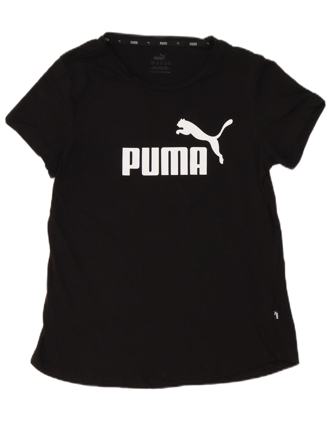 Damski T-shirt z grafiką PUMA Top UK 14, duży, czarny, bawełniany