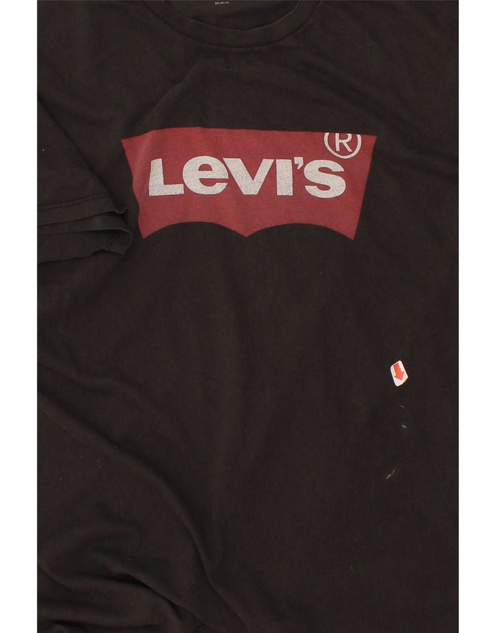 LEVI'S Mens Graphic T-Shirt Top Medium Black Cotton Vintage Levi's and Second-Hand Levi's from Messina Hembry 