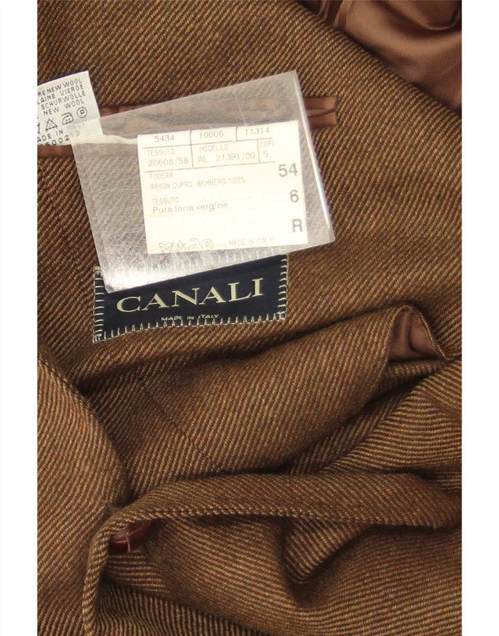 Męska marynarka zapinana na 3 guziki Canali IT 54 2XL Brązowa wełna dziewicza