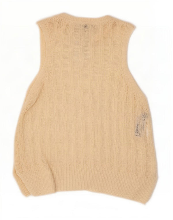 Zara Womens See Through Vest Tank Top UK 12 Medium Off White Cotton