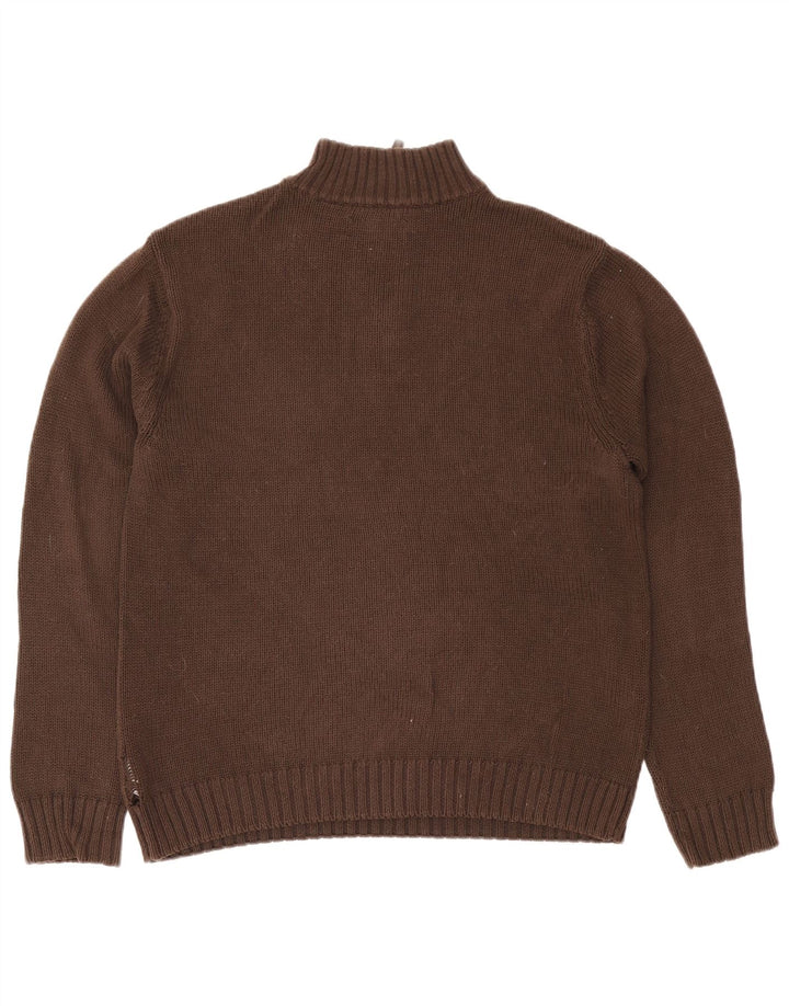 Męski sweter zapinany na zamek Chaps, bawełniany, średniobrązowy
