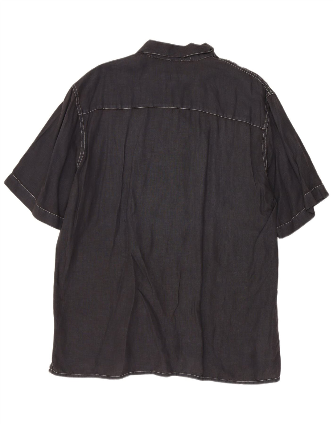 Koszula męska z krótkim rękawem Cerruti, duża, granatowa, len