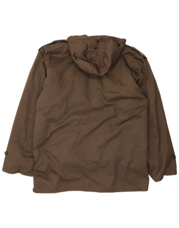 Vintage męska kurtka parka z kapturem IT 62 6XL brązowa