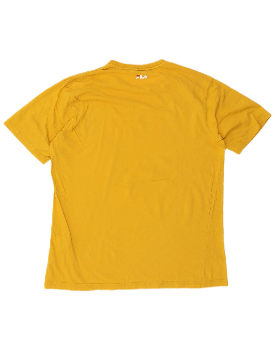Męski T-shirt z grafiką Fila, duży, żółty, bawełniany