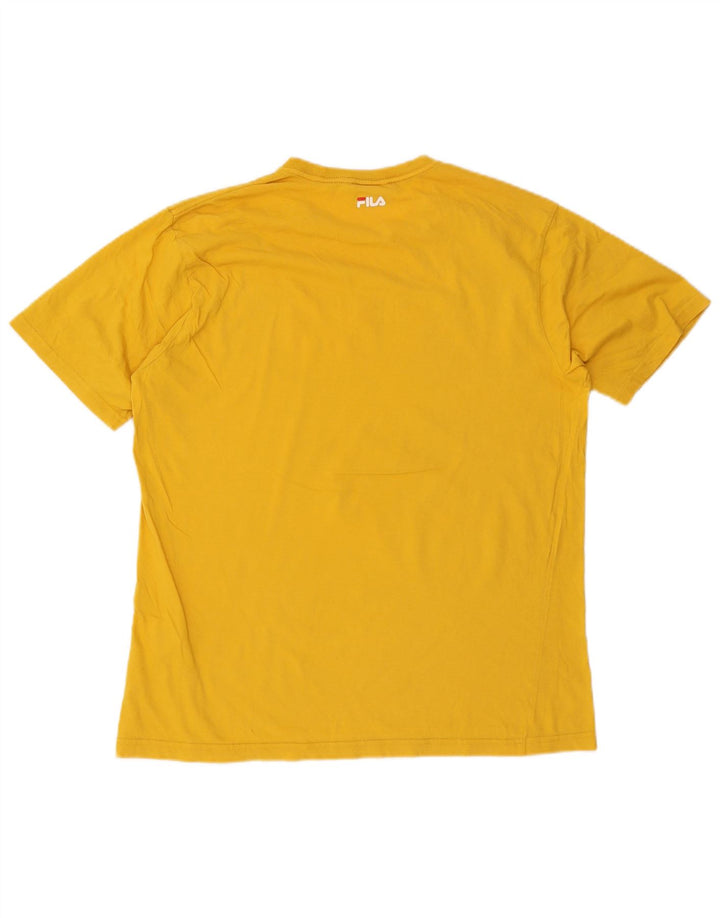 Męski T-shirt z grafiką Fila, duży, żółty, bawełniany
