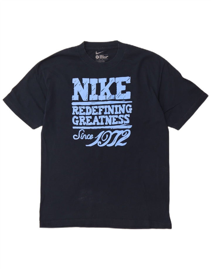 Męski T-shirt NIKE o luźnym kroju z grafiką, duży, granatowy, bawełniany