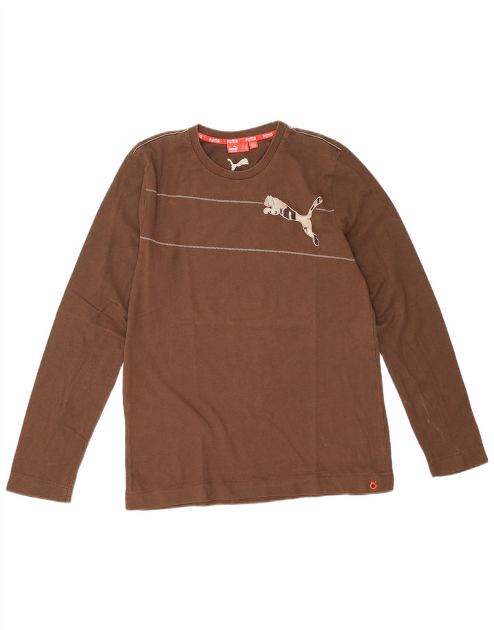 Męska koszulka Puma z długim rękawem, średnio brązowa, bawełniana