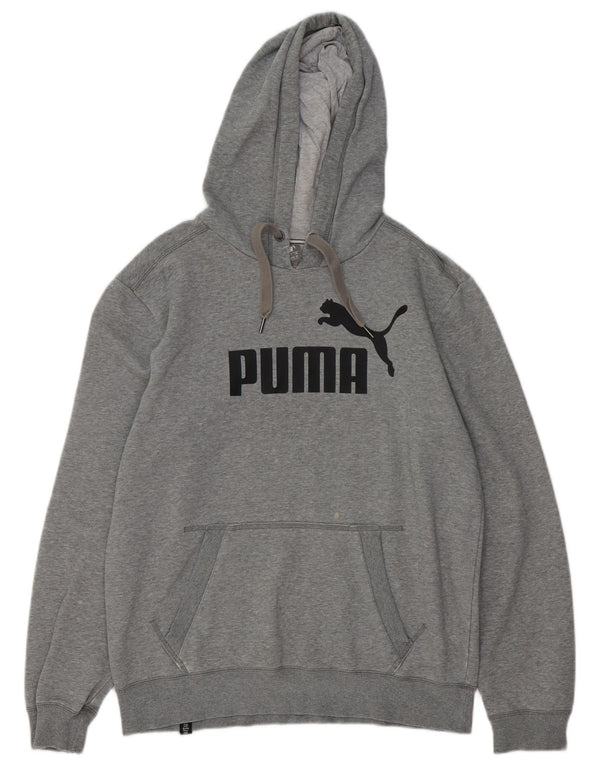 Męski sweter z kapturem i grafiką PUMA, średnioszary, bawełniany