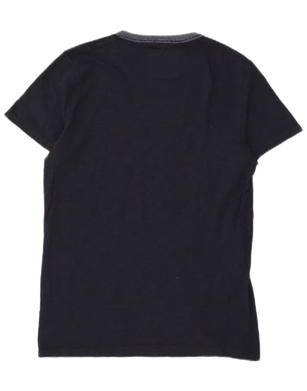Męski T-shirt z grafiką Hollister, mały, granatowy, bawełniany