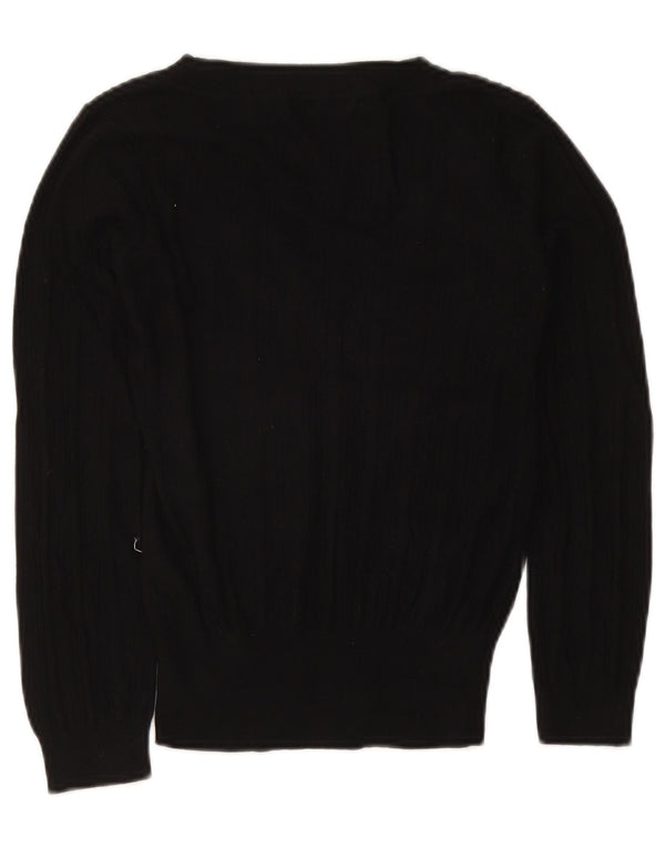 Marks & Spencer Womens Crop V-Neck Jumper Sweater UK 12 Medium Black