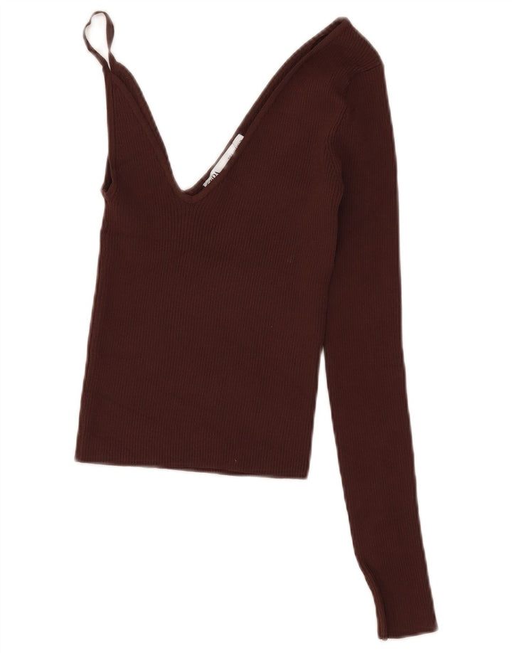 Krótki top damski Zara UK 8 Small Brown wiskoza