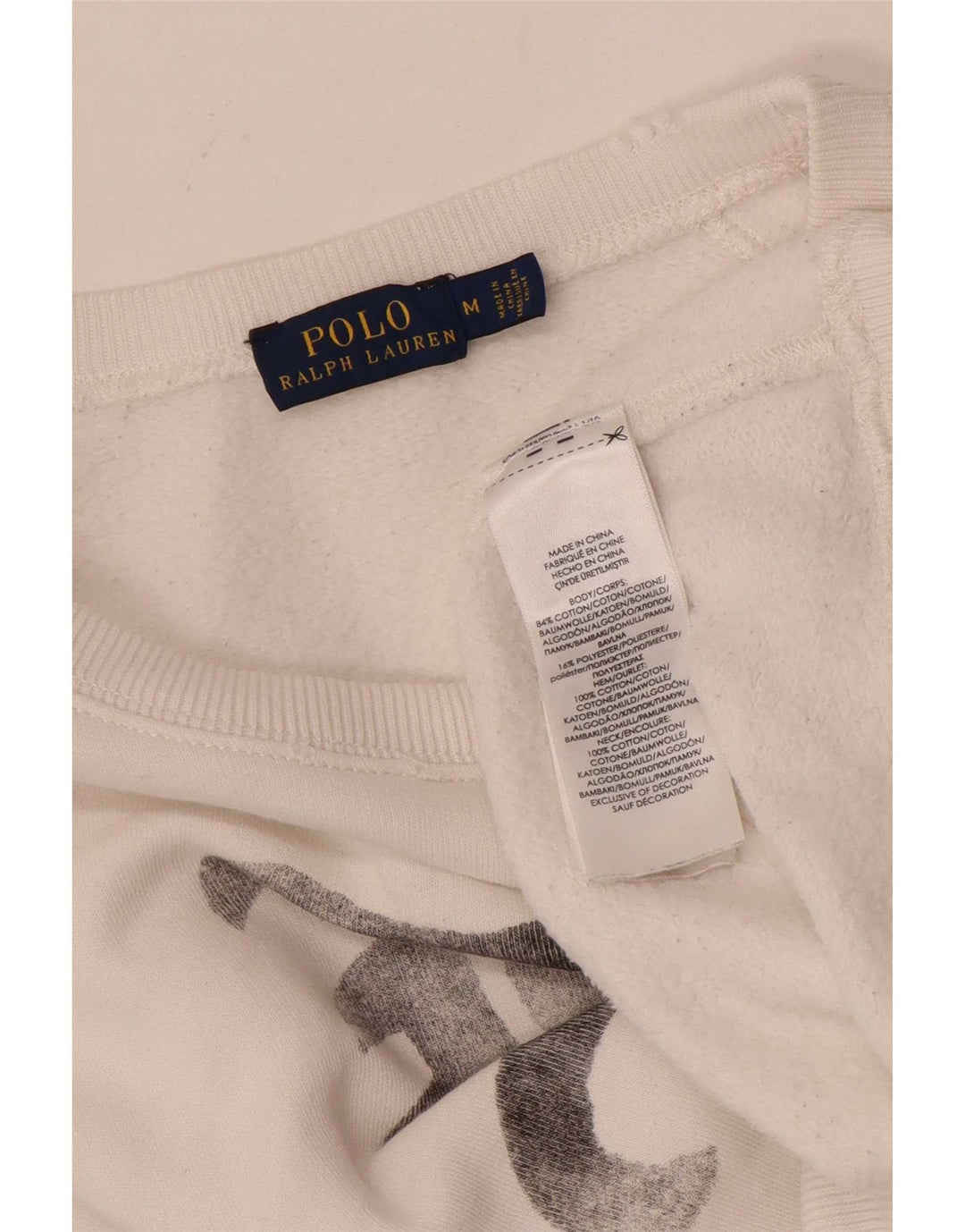 Damska bluza z grafiką Polo Ralph Lauren Jumper UK 14 Medium White