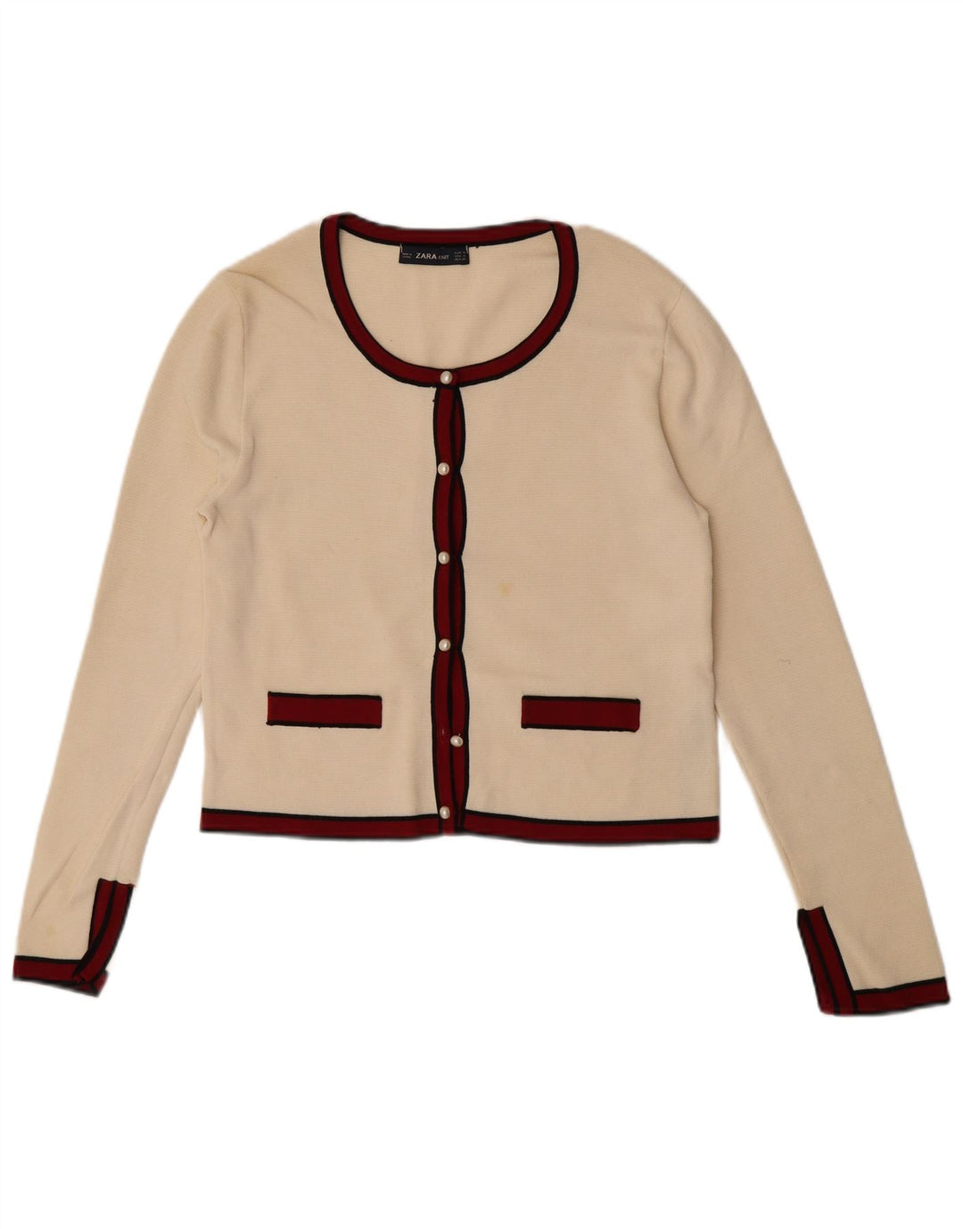 Sweter damski Zara Crop Cardigan UK 12 Medium Off White